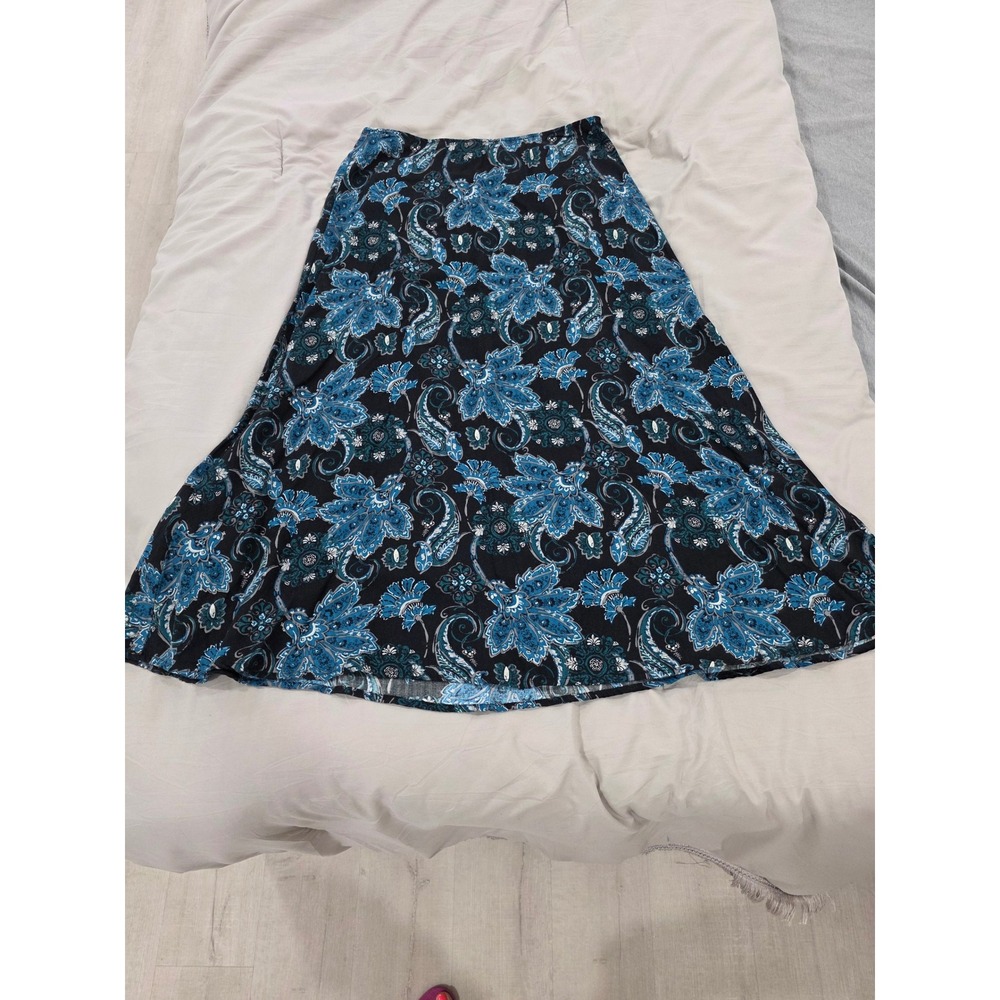 Croft & Barrow Blue Floral Paisley Print Maxi Skirt Size 8 Women'sβ